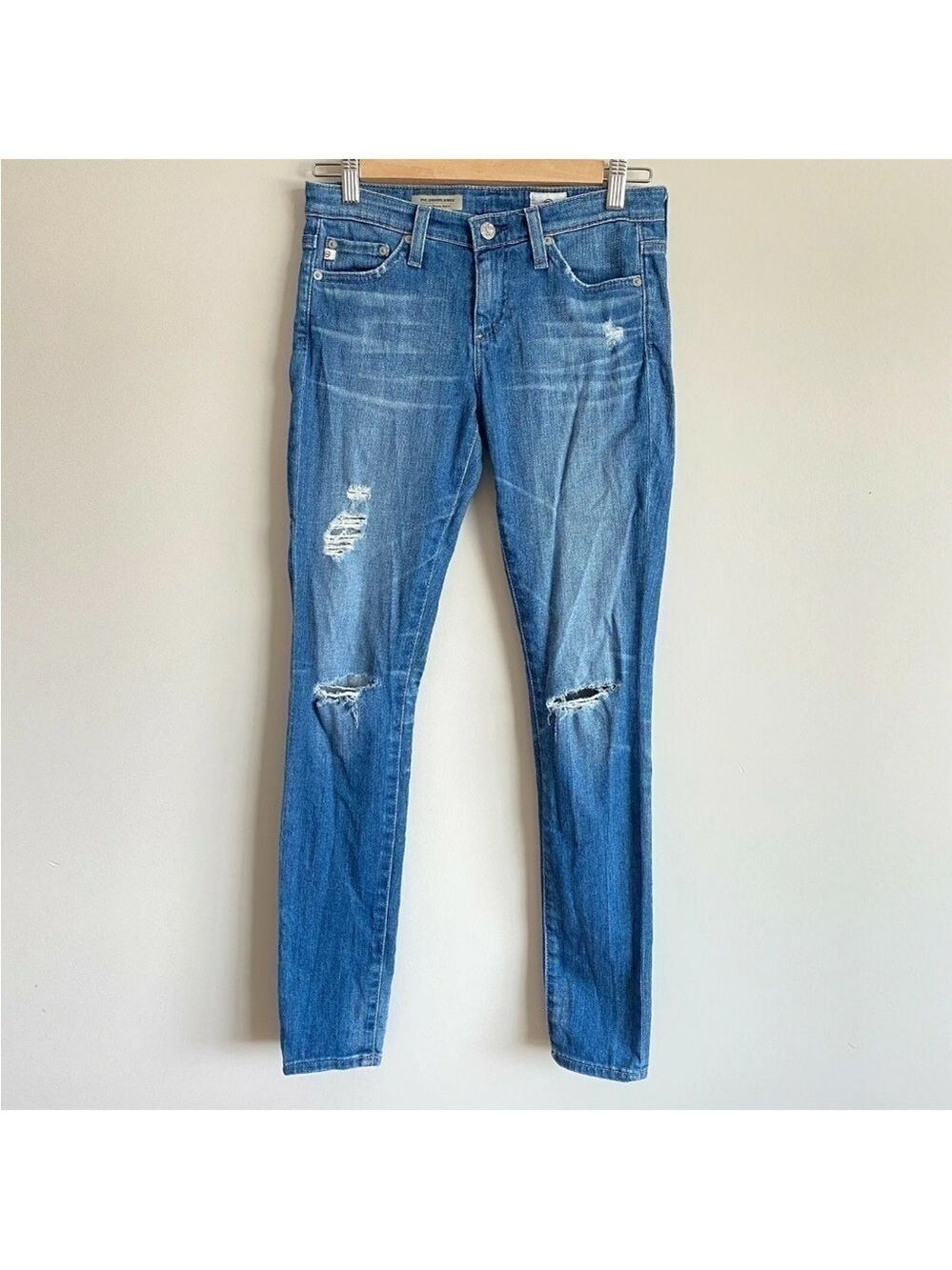 AG Adriano Goldschmied The Legging Ankle Super Skinny Jeans Sz 25R Distressed